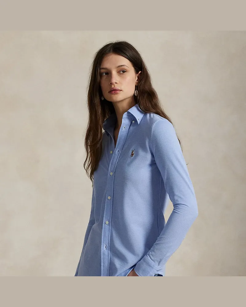 Ralph Lauren Slim-Fit Oxfordhemd aus Baumwollstrick Blue