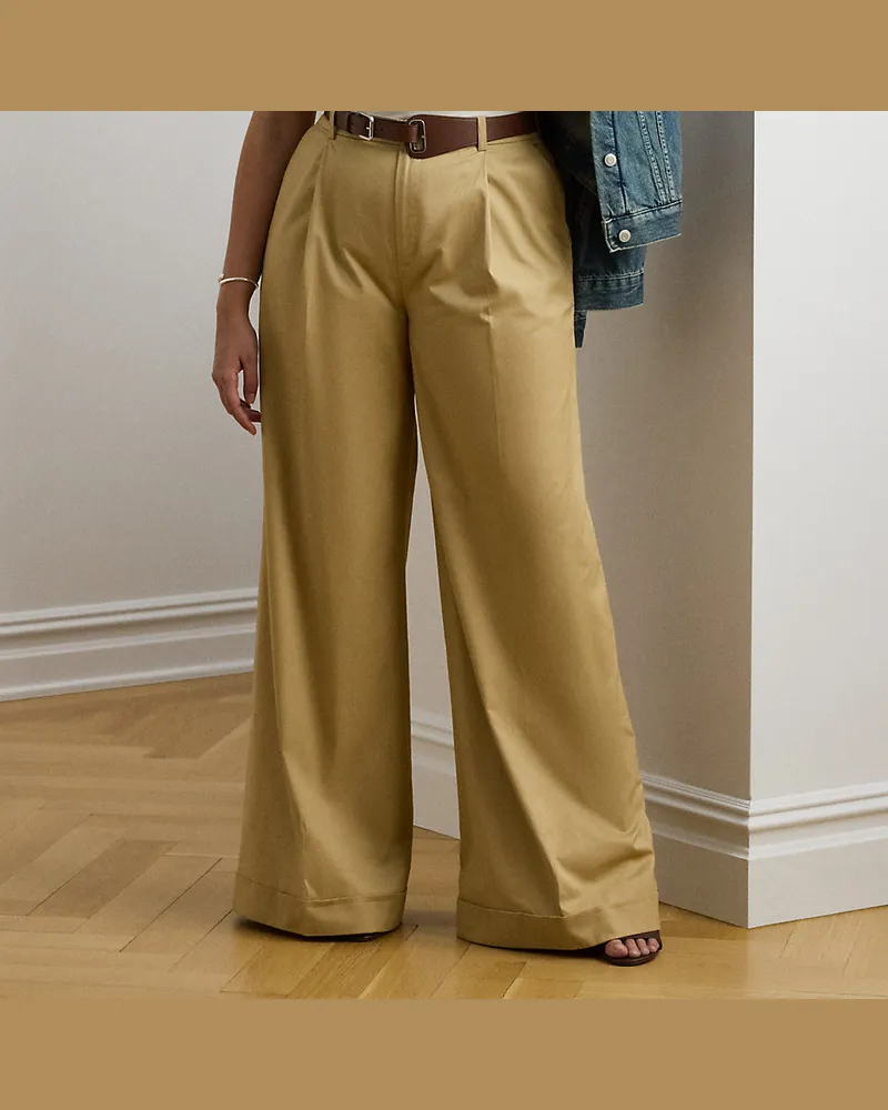 Ralph Lauren Plus Größen - Twill-Bundfaltenhose mit weitem Bein Tan