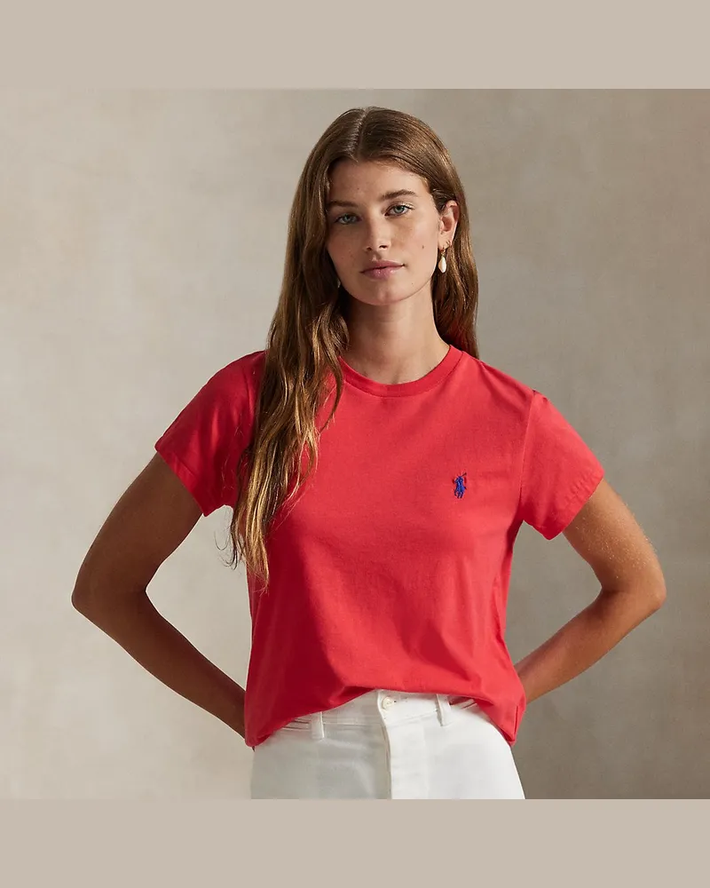 Ralph Lauren Rundhals-T-Shirt aus Baumwolljersey Red