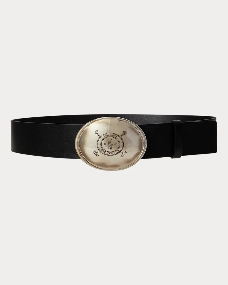 Ralph Lauren Ledergürtel mit Schildschnalle Black