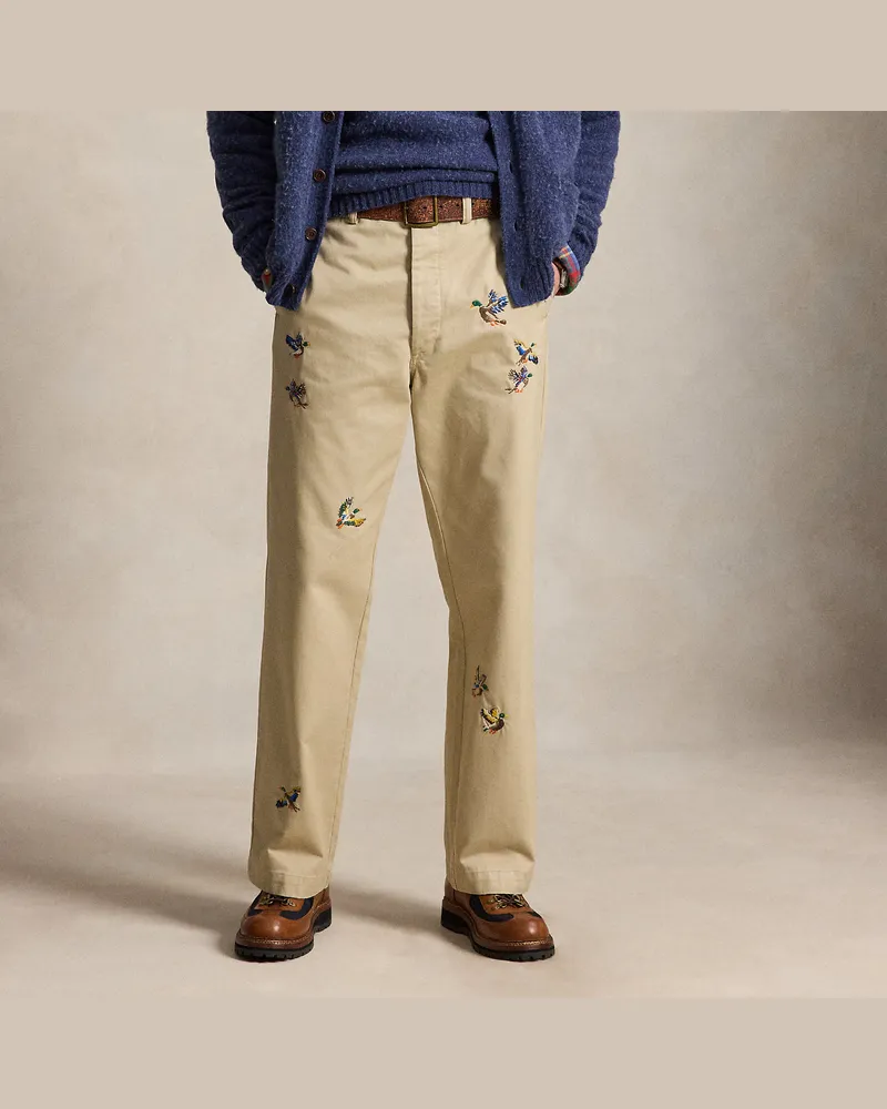 Ralph Lauren Big-Fit Chinohose mit Stickerei Tan
