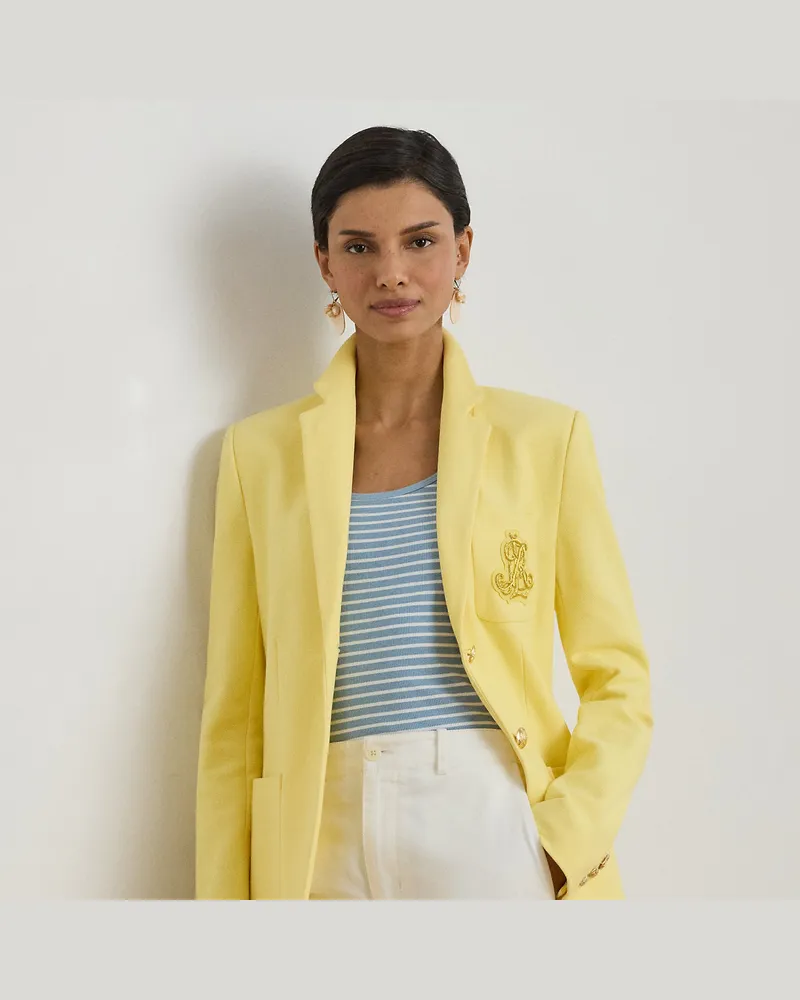 Ralph Lauren Jacquardblazer mit Bouillonstickerei Yellow