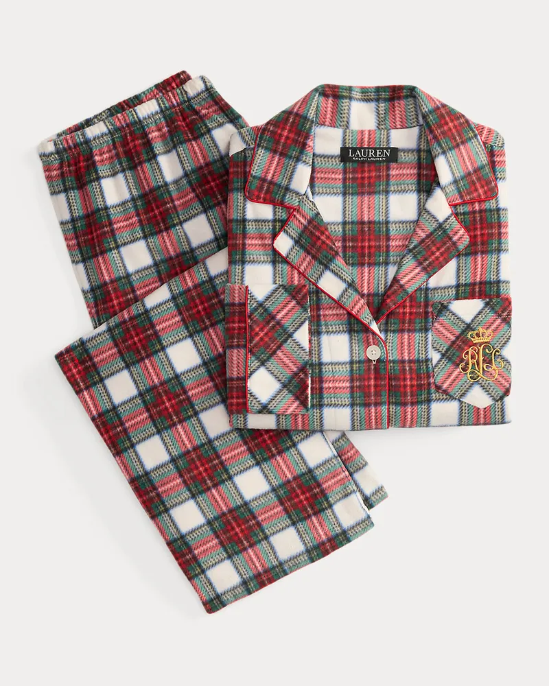 Ralph Lauren Karierter Pyjama aus Fleece White