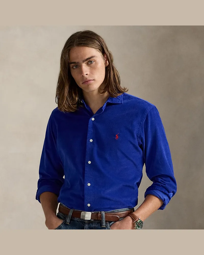 Ralph Lauren Custom-Fit Hemd aus Kordsamt Blue