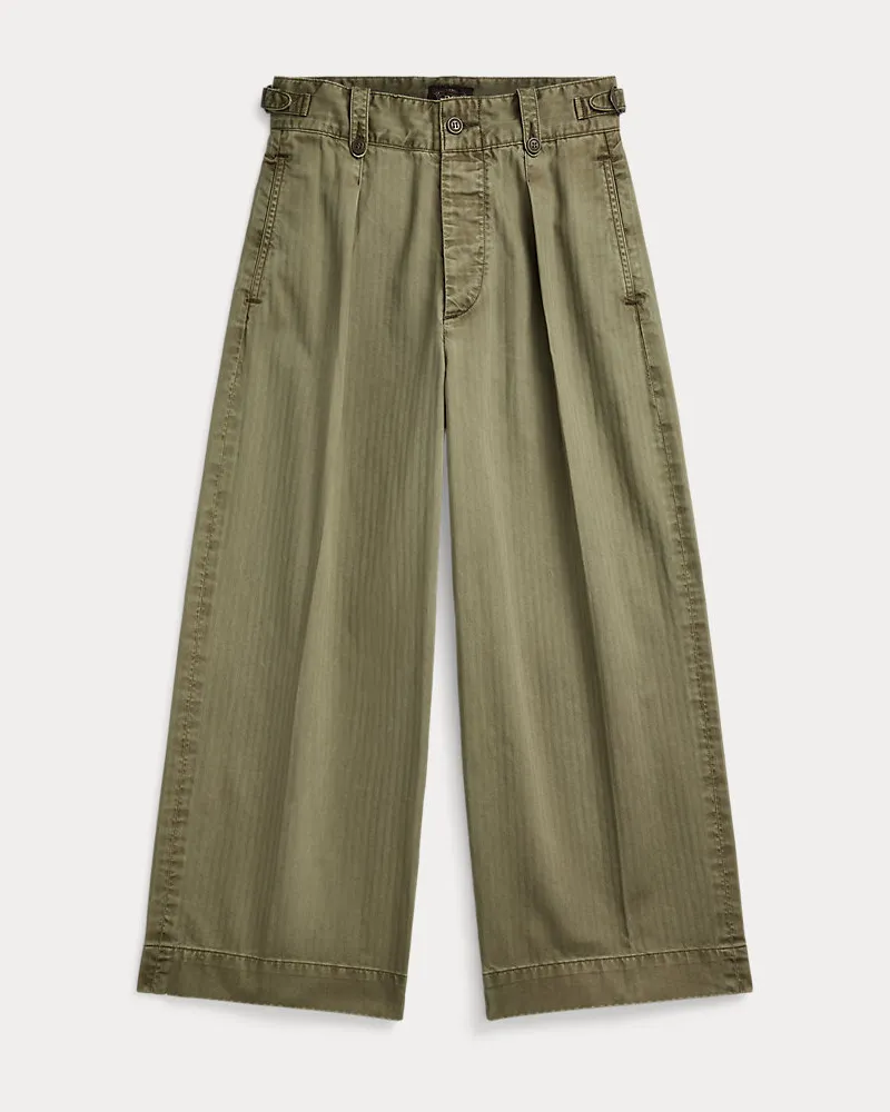 Ralph Lauren 3/4-Baumwollhose mit weitem Bein Green