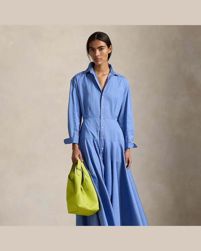 Ralph Lauren Gestreiftes Hemdkleid aus Baumwolle Blue