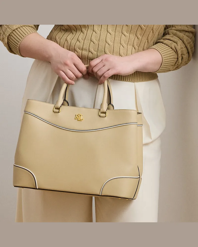 Ralph Lauren Zweifarbige Leder-Umhängetasche Marcy Tan