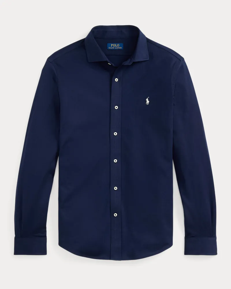 Ralph Lauren Jerseyhemd mit gespreiztem Kragen Blue