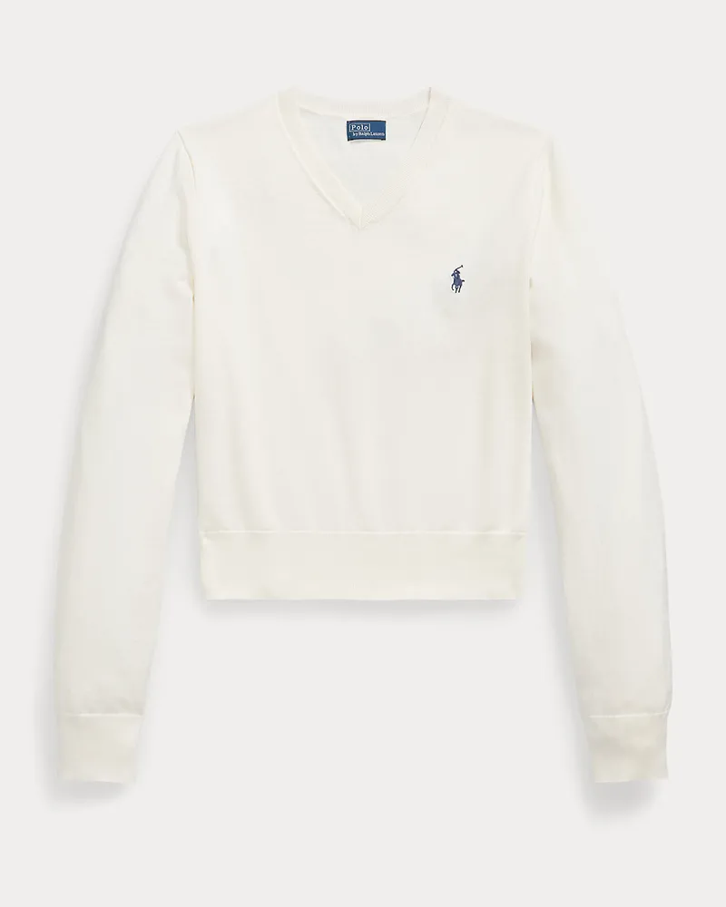 Ralph Lauren Shrunken-Fit Pullover mit V-Ausschnitt Cream