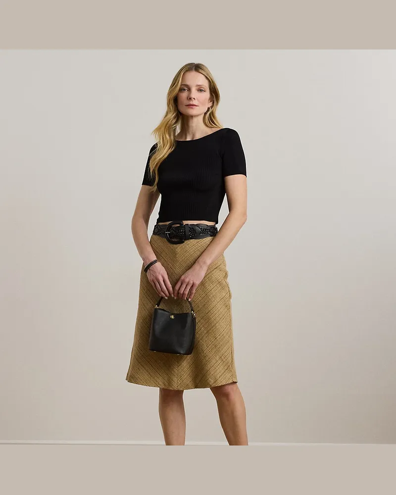 Ralph Lauren Fischgrat-Tweedrock aus Leinenmischung Brown