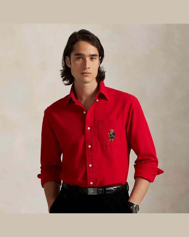 Ralph Lauren Custom-Fit Oxfordhemd mit Polo Bear Red