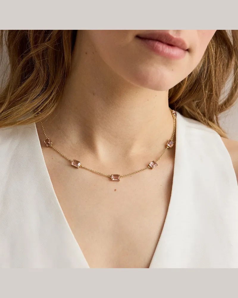 Ralph Lauren Vergoldete Station-Halskette mit Steinen Gold