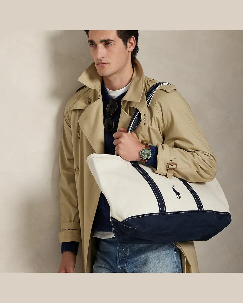 Ralph Lauren Segeltuchtragetasche mit Big Pony Cream