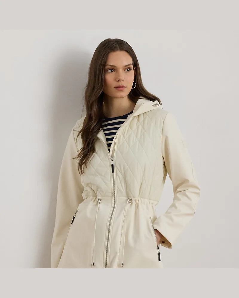 Ralph Lauren Kapuzen-Steppjacke mit Schornsteinkragen Cream