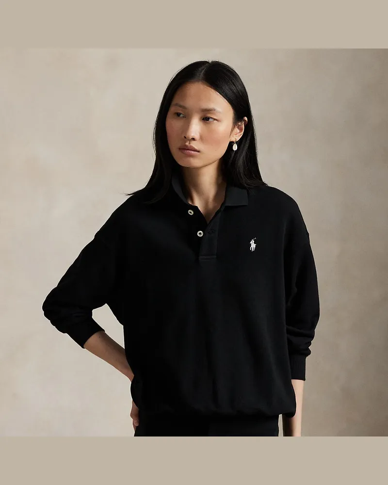 Ralph Lauren Leichtes Langarm-Poloshirt aus Fleece Black