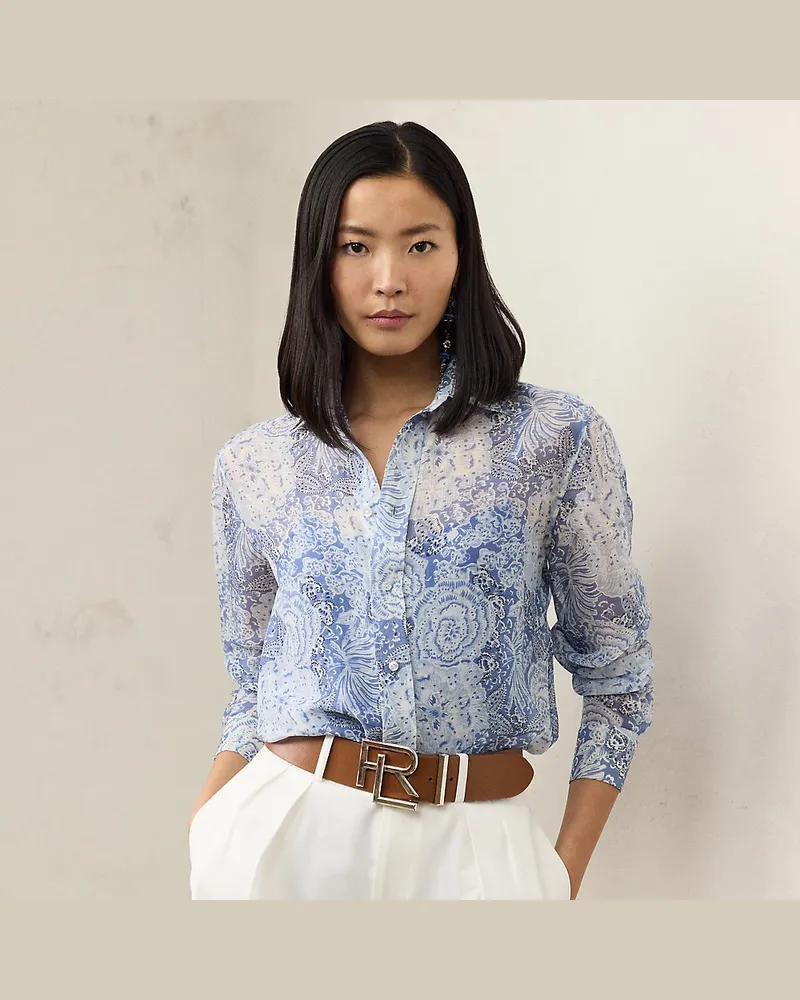 Ralph Lauren Gemustertes Relaxed-Fit Gaze-Hemd Adrien Blue