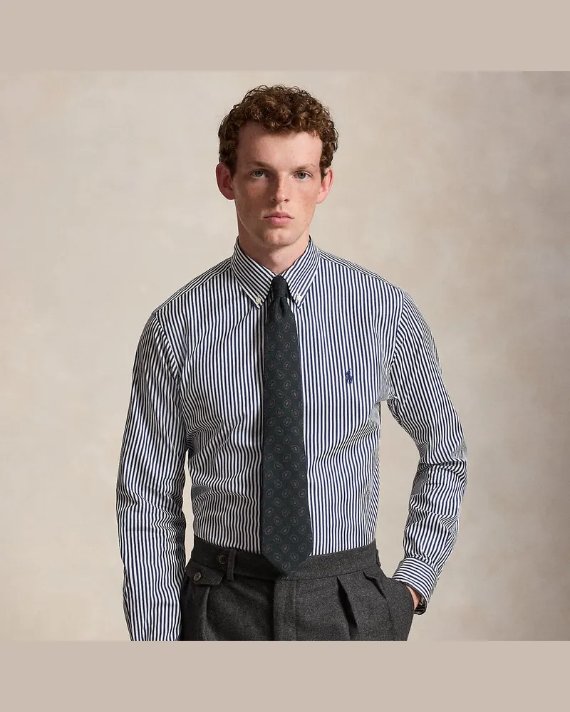Ralph Lauren Custom-Fit Popelinehemd mit Streifen Blue