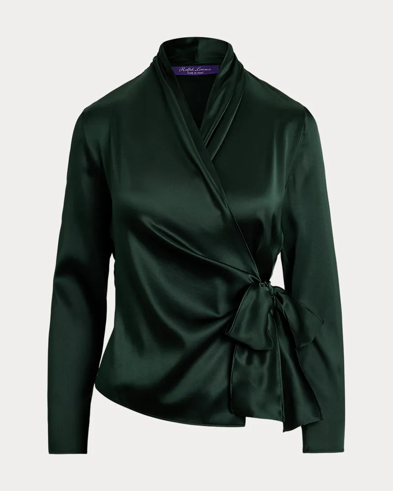 Ralph Lauren Wickelbluse Shea aus Seidencharmeuse Green