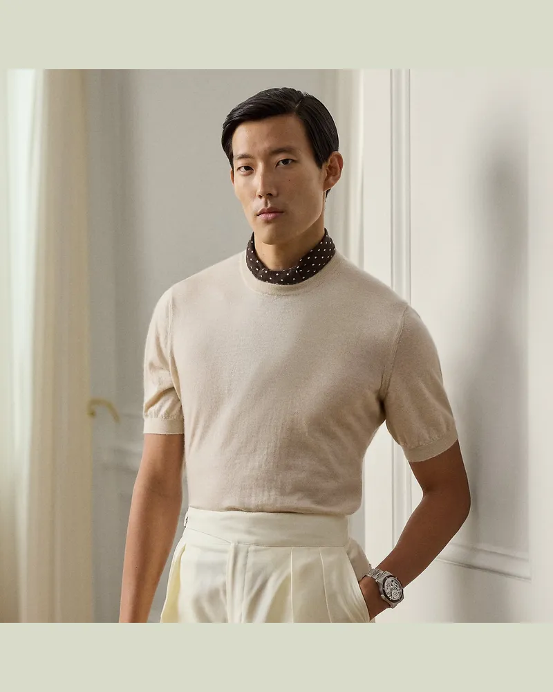 Ralph Lauren Kurzärmliger Kaschmirpullover Gold