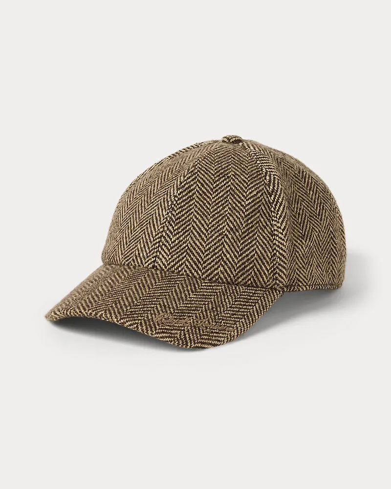 Ralph Lauren Fischgrat-Baseballkappe aus Tweed Brown