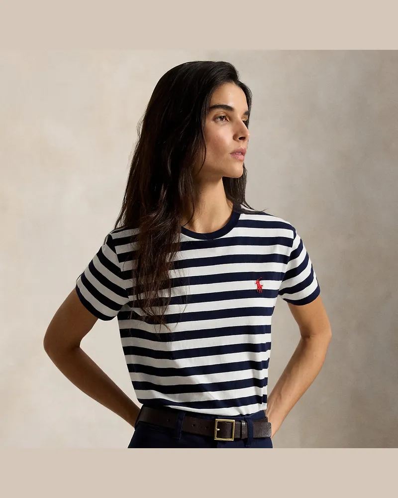 Ralph Lauren Gestreiftes T-Shirt aus Baumwolle Blue
