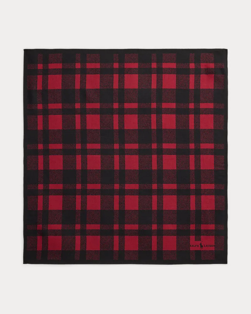 Ralph Lauren Kariertes Woll-Seiden-Bandana Red