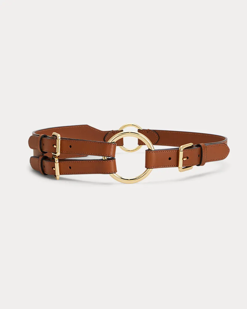 Ralph Lauren Ledergürtel mit drei Riemen und O-Ring Tan