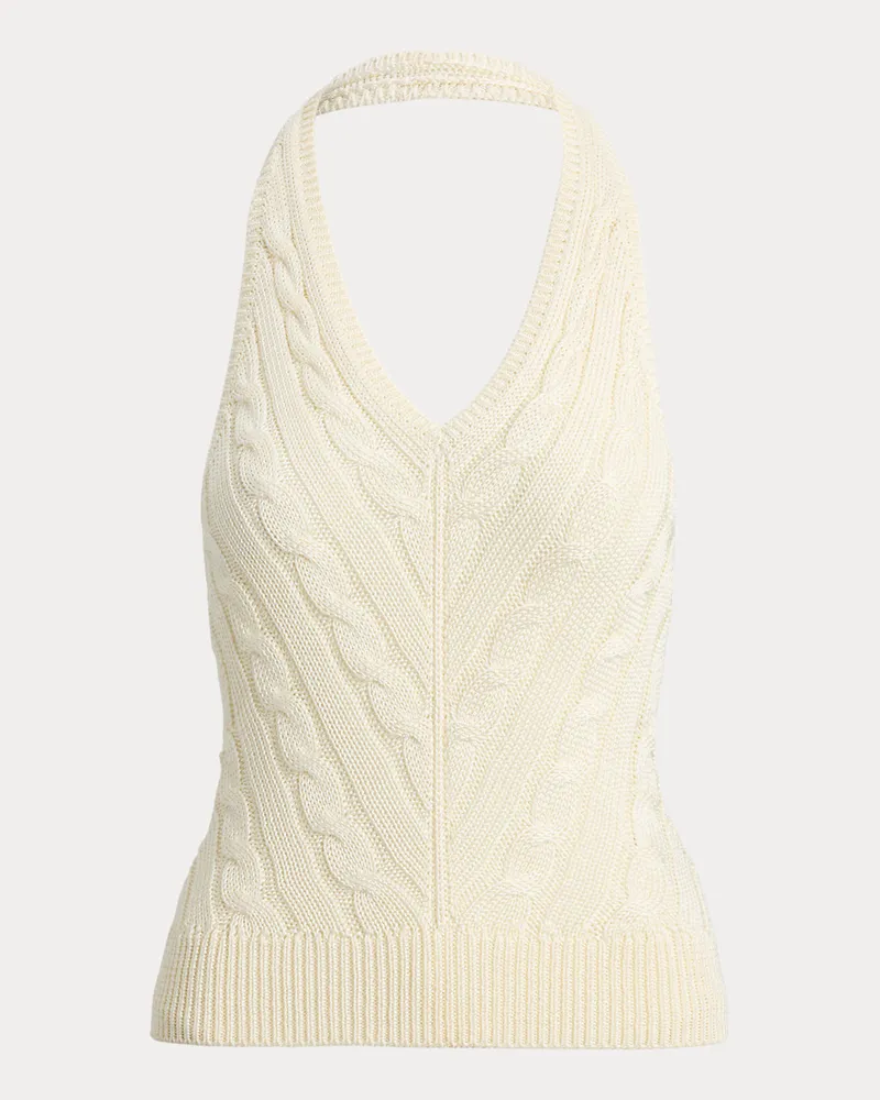 Ralph Lauren Seidenpullover mit Neckholder-Ausschnitt Cream