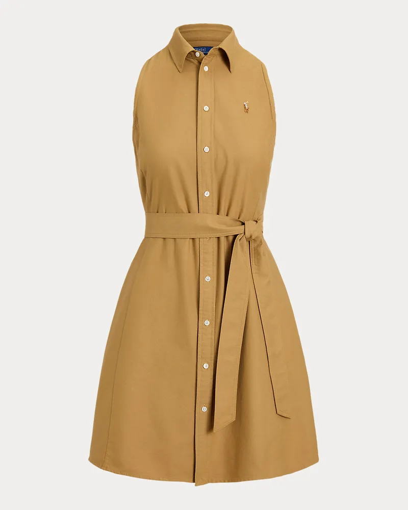 Ralph Lauren Ärmelloses Hemdkleid aus Baumwolloxford Tan