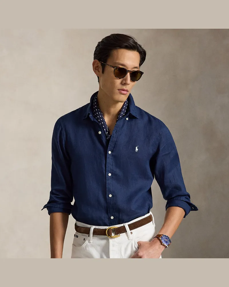 Ralph Lauren Slim-Fit Leinenhemd Blue