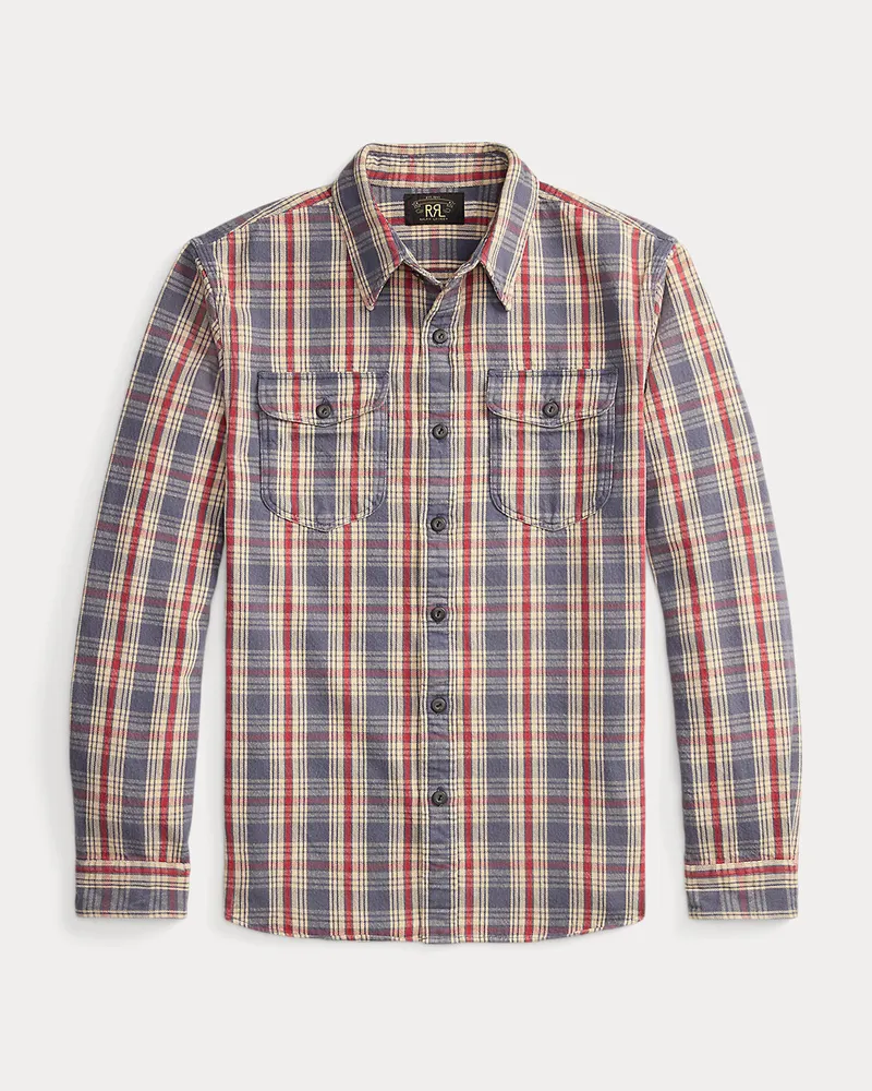 Ralph Lauren Kariertes Arbeitshemd aus Twill Blue