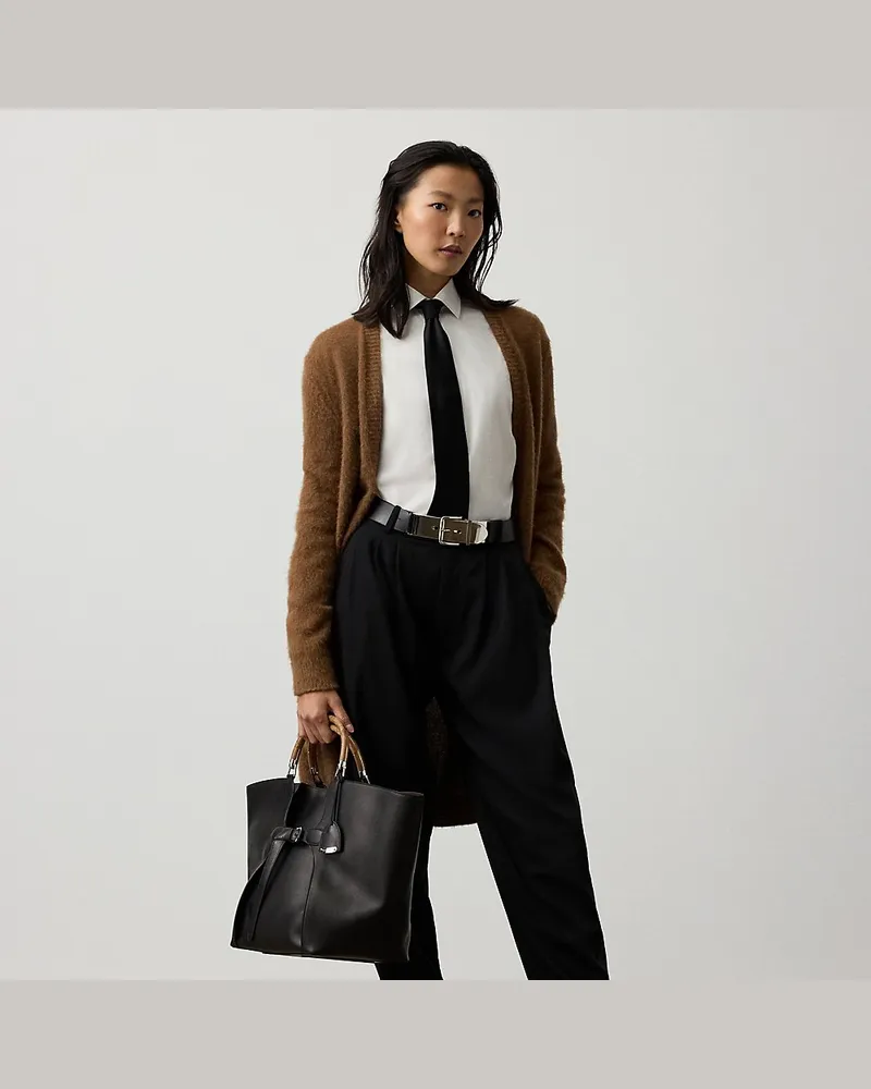 Ralph Lauren Lange Kaschmir-Alpaka-Strickjacke Brown
