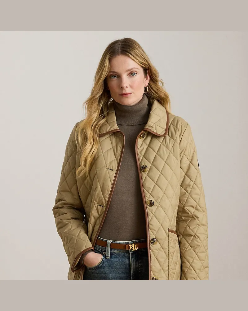 Ralph Lauren Steppjacke mit Kunstlederbesatz Tan