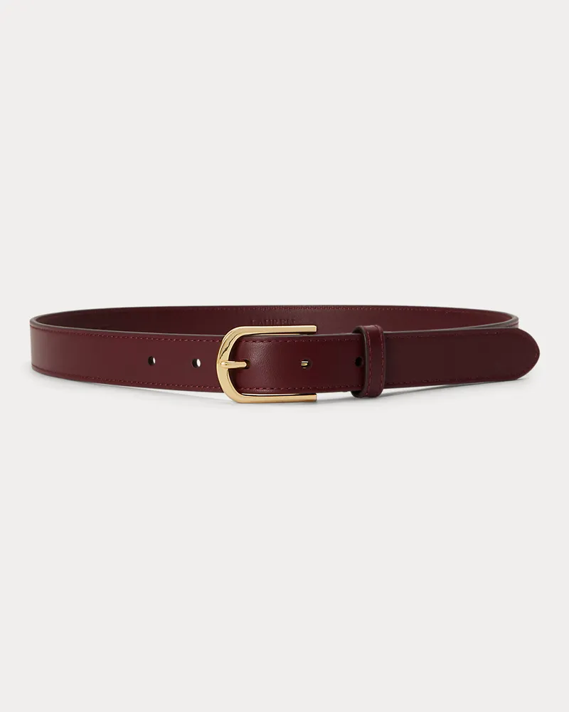 Ralph Lauren Schmaler Ledergürtel mit runder Schnalle Red