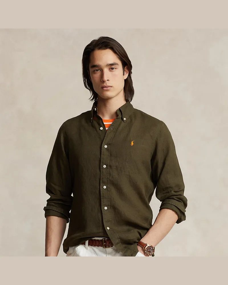 Ralph Lauren Slim-Fit Leinenhemd Green