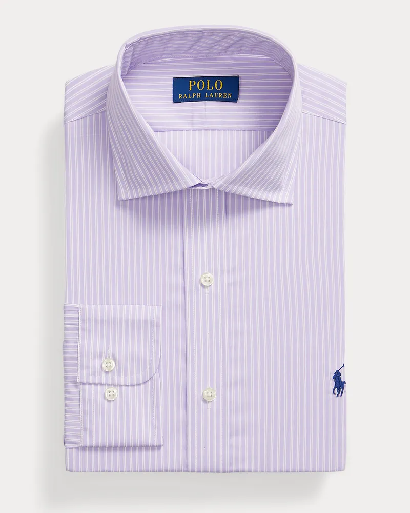 Ralph Lauren Gestreiftes Custom-Fit Popelinehemd Purple