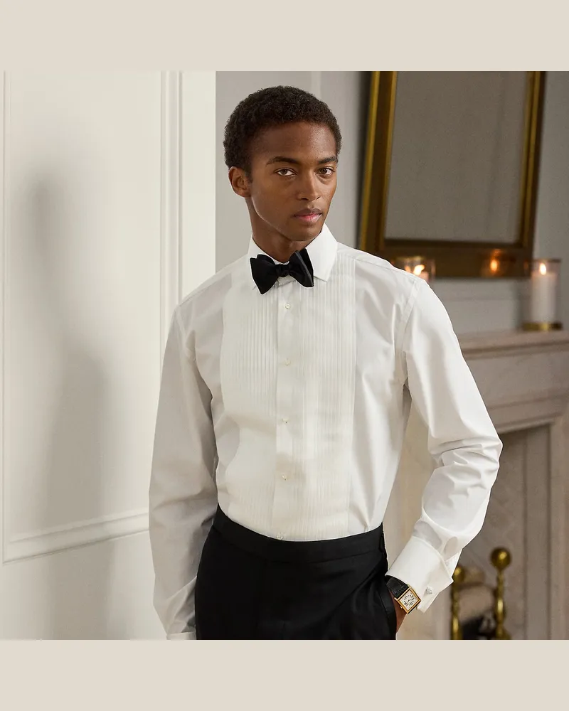 Ralph Lauren Smokinghemd mit plissiertem Latz White