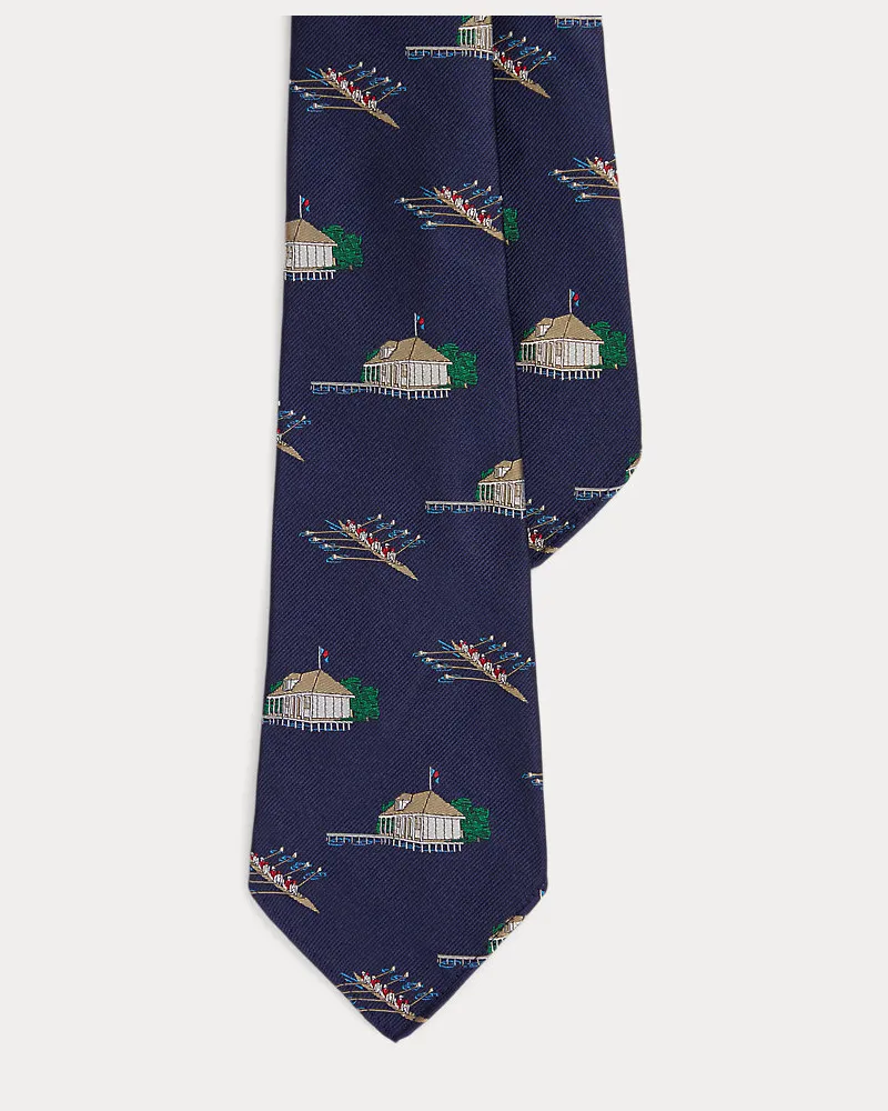 Ralph Lauren Grafik-Seidenkrawatte im Vintage-Stil Blue