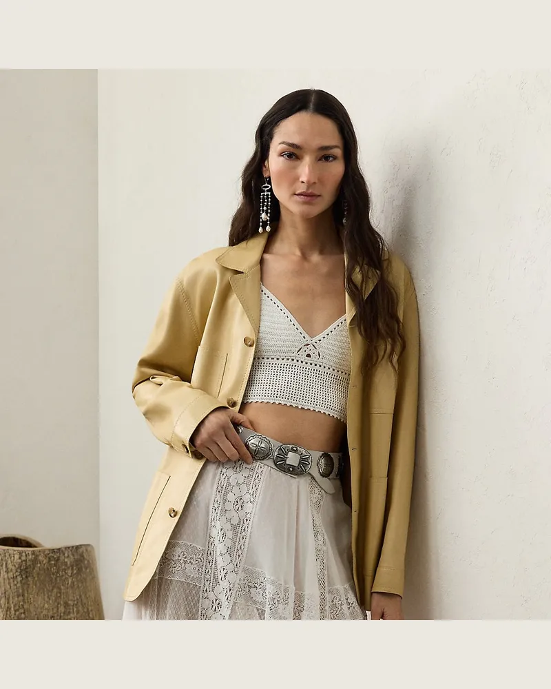 Ralph Lauren Jacke Adrianna aus Plongé-Lammleder Natural