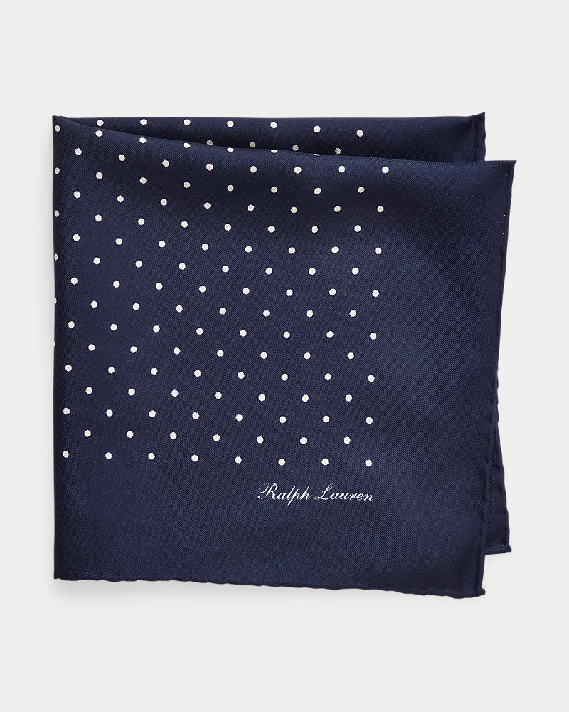 Ralph Lauren Gepunktetes Foulard-Einstecktuch Blue