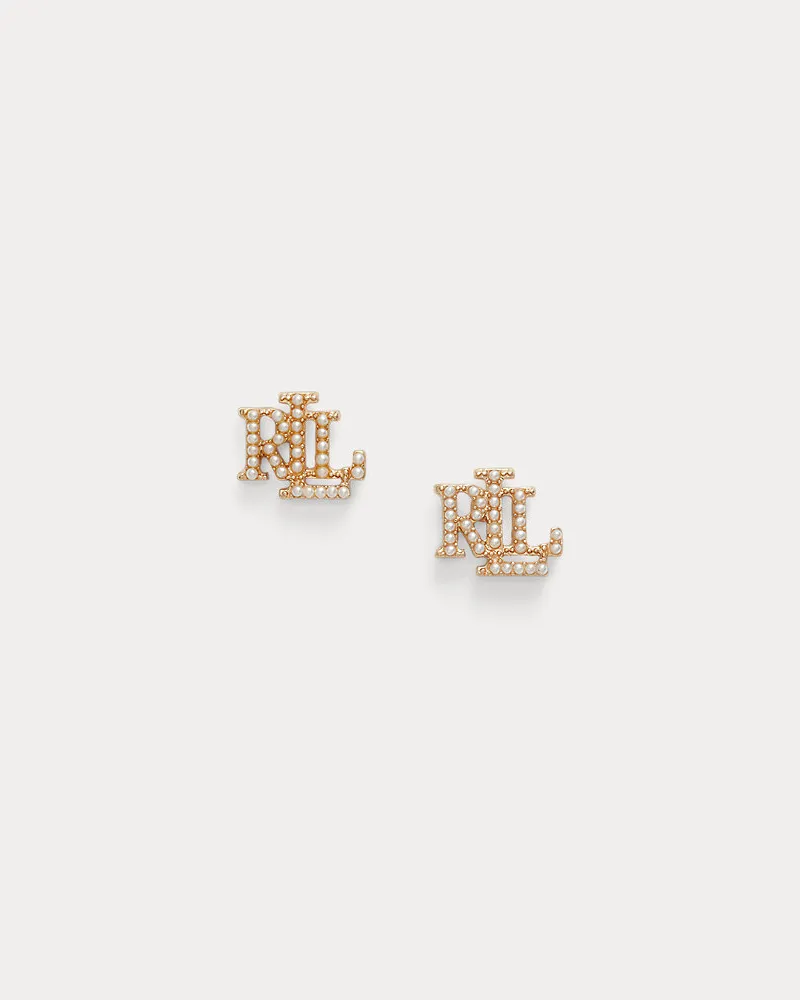 Ralph Lauren Goldfarbene Ohrstecker mit Kunstperlen Gold