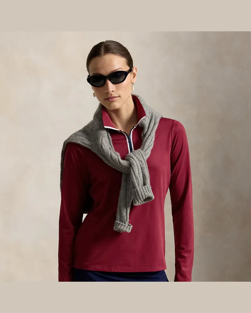 Ralph Lauren Langarm-Poloshirt mit Reißverschluss Red