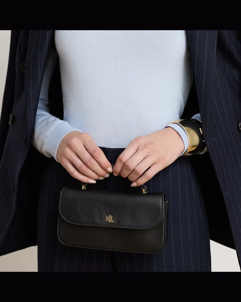 Ralph Lauren Leder-Brieftasche Marcy zum Umhängen Black