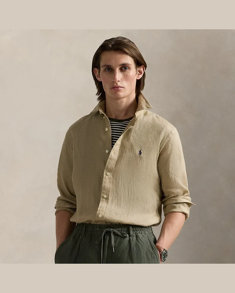 Ralph Lauren Slim-Fit Leinenhemd Tan