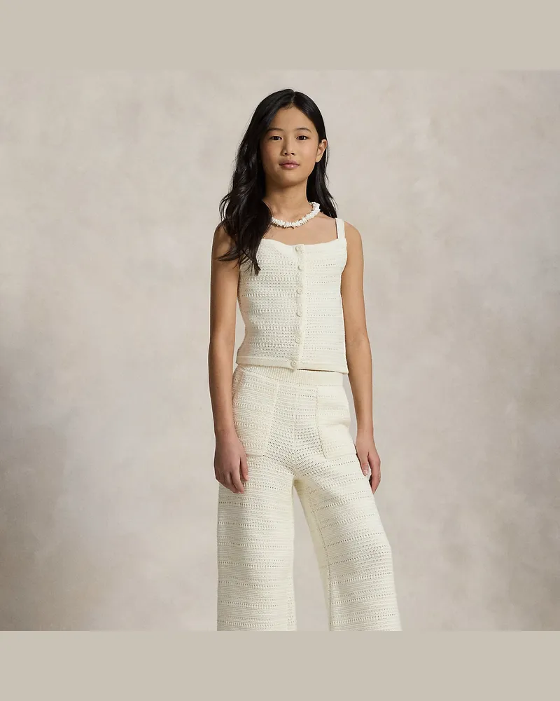 Ralph Lauren Baumwollpullover und Hose in Häkeloptik Cream