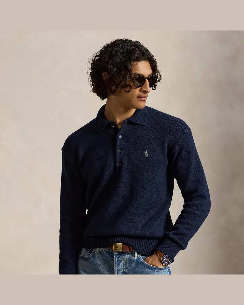 Ralph Lauren Relaxed-Fit Polopullover mit Zopfmuster Blue