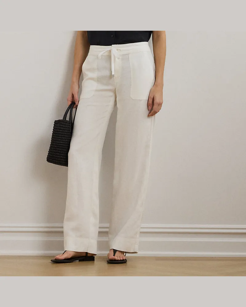 Ralph Lauren Leinenhose mit weitem Bein White