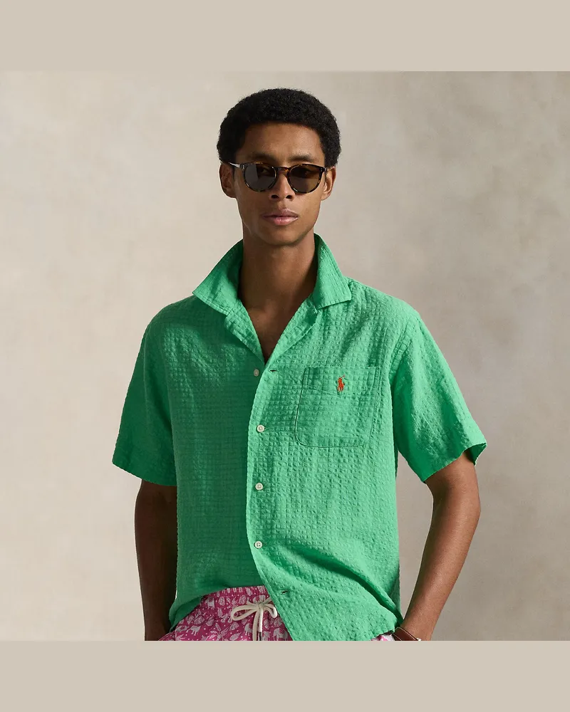 Ralph Lauren Classic-Fit Seersucker-Hemd Green