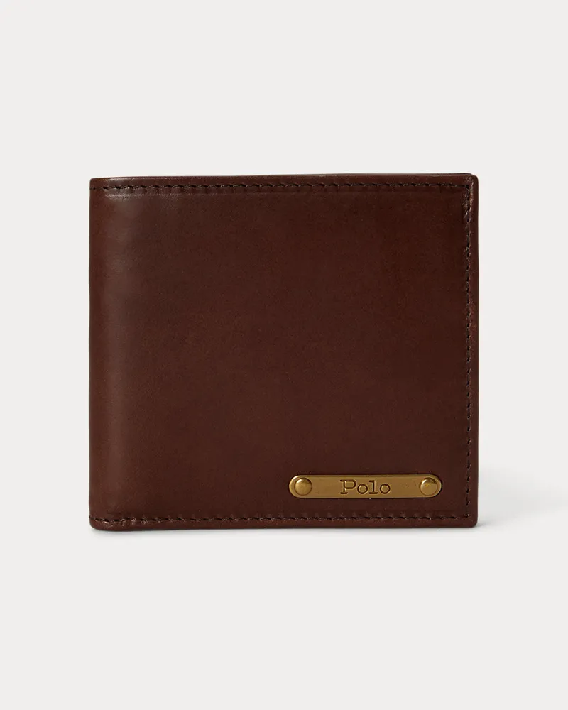 Ralph Lauren Brieftasche aus poliertem Kalbsleder Brown