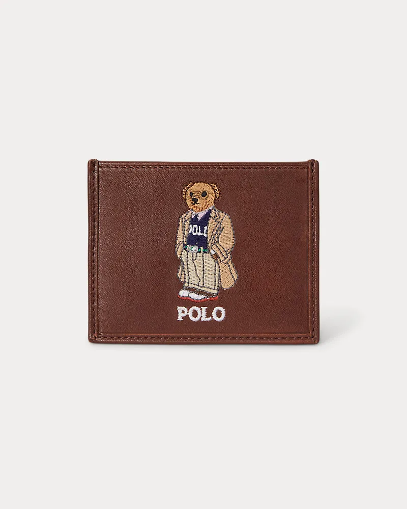 Ralph Lauren Leder-Kartenetui mit Polo Bear Brown